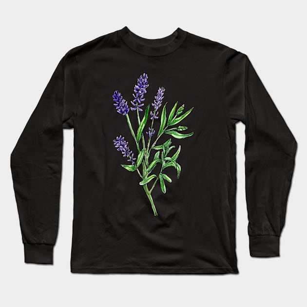 Real lavender, Lavandula angustifolia Long Sleeve T-Shirt by voidea